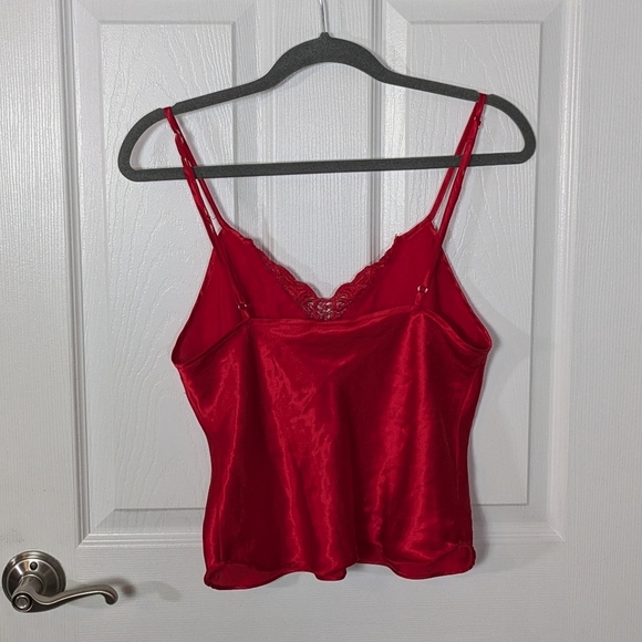 Vintage Frederick's of Hollywood Lacey V-Neck Red Satin‎ Slip Top Size Small - Picture 3 of 7